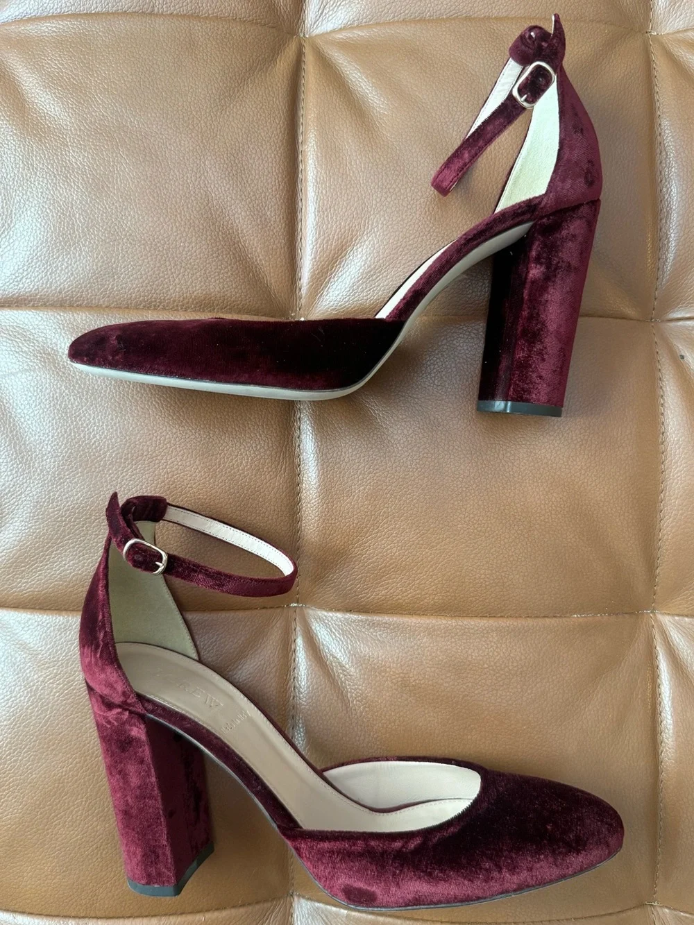 J. Crew Maisie Ankle-Strap Heel in Burgundy Velvet Women’s Size 10